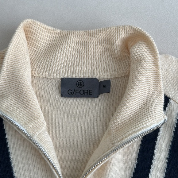 G/FORE Merino Wool Mock Neck Cream/Navy Sweater Size M - Picture 3 of 7